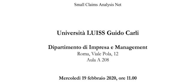 LUISS Dissemination Workshop February 19th: European Small Claims Procedure.
